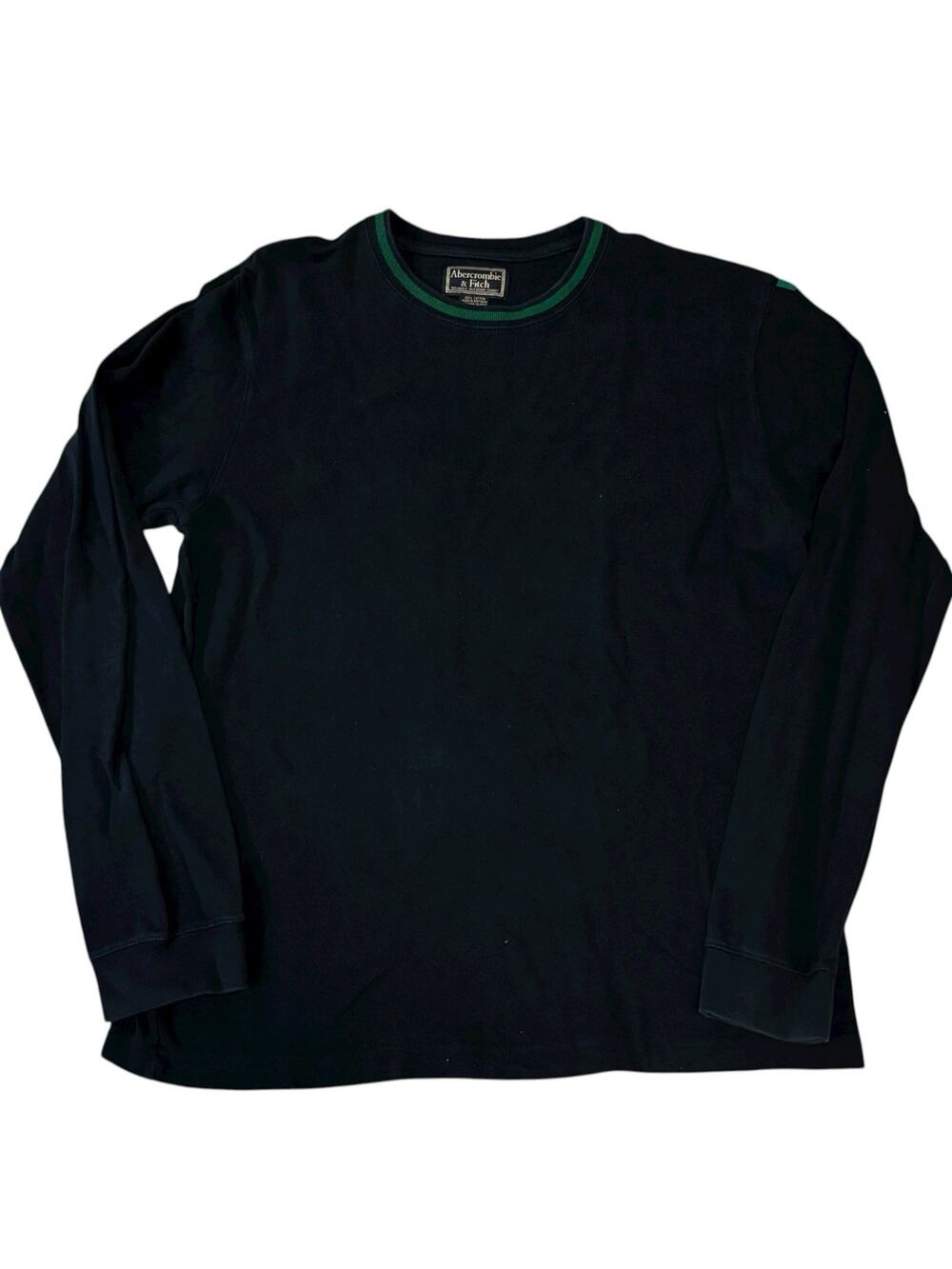 Vintage Abercrombie Navy Blue & Green Crew Neck Long Sleeve Shirt Men's XL Heavy